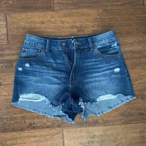 Rewash Dark Blue Distressed Jean Shorts